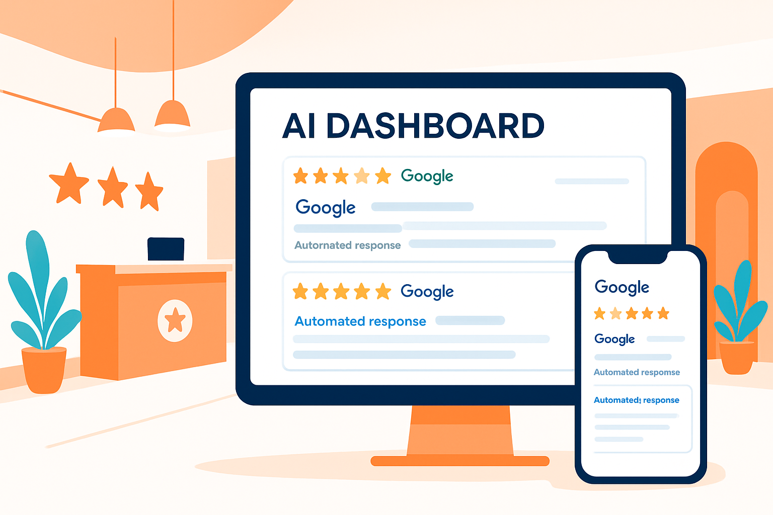 Interface IA pour automatiser gestion avis Google hôtel