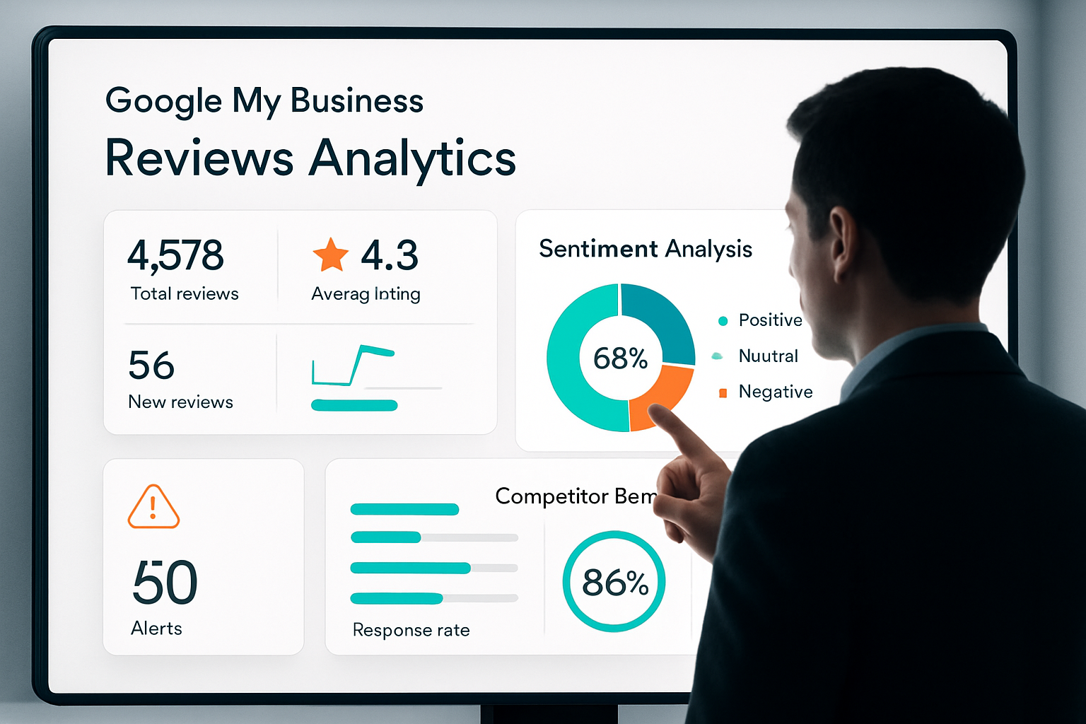 Interface moderne illustrant l'analyse des avis Google pour anticiper besoins clients avis Google commerce
