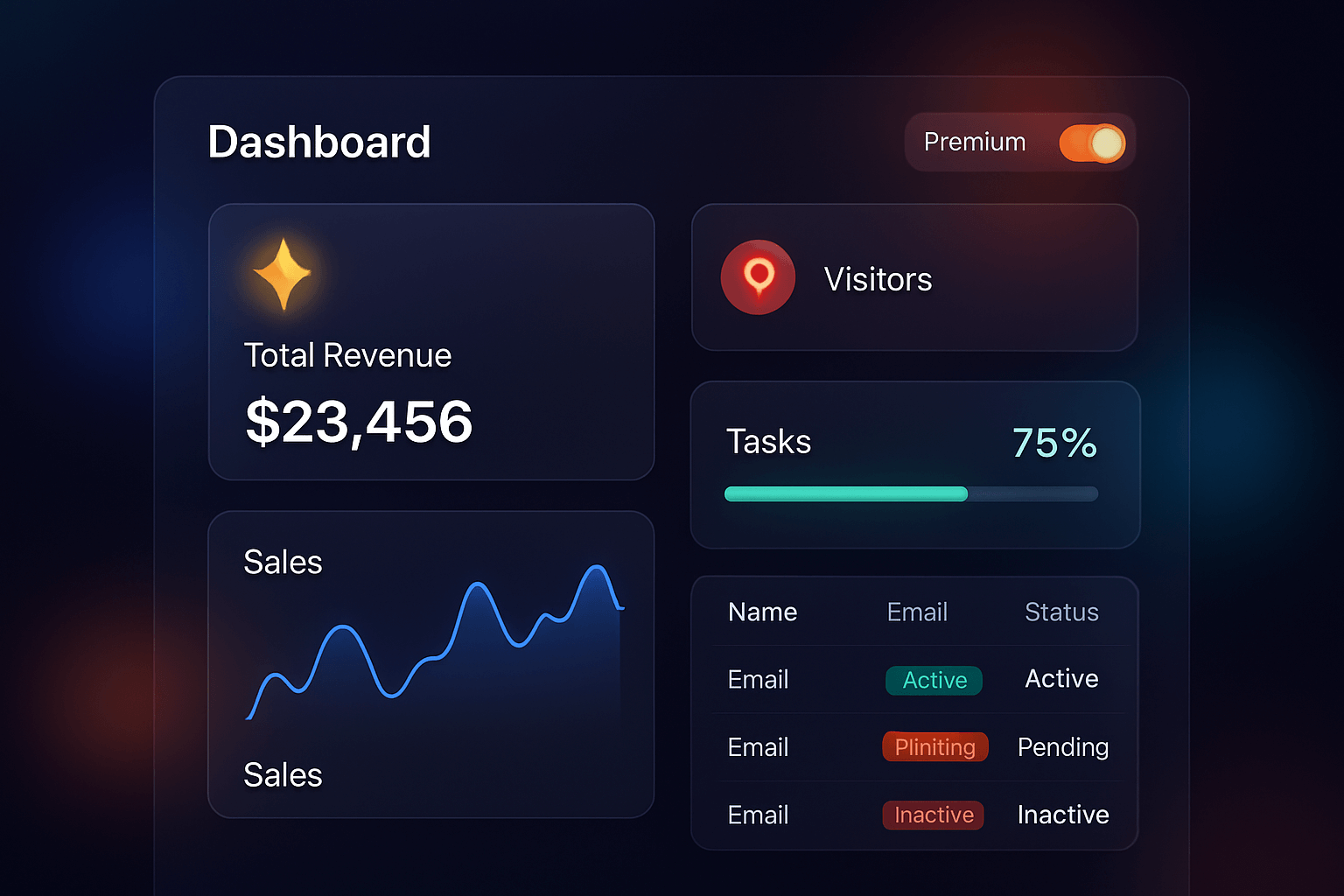 Illustration d’un dashboard GMB Club en glassmorphism comme alternative à BrightLocal pour la visibilité locale